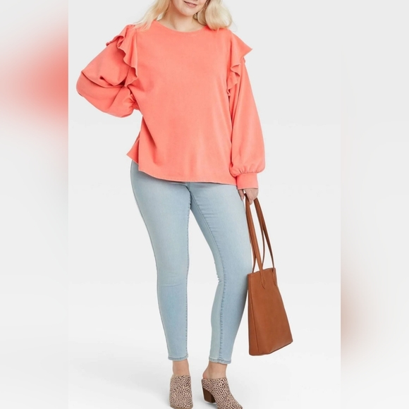 4X Plus Size Womens peach 🍑 color sweatshirt New top shirt - Picture 3 of 3